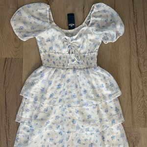 Hollister Floral Blue and White Dress